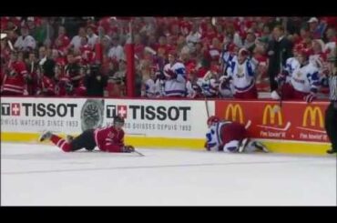 Ildar Isangulov hit Boone Jenner. Russia U20 - Canada U20. WJC2012