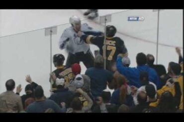 Josef Melichar vs Milan Lucic Mar 31, 2009