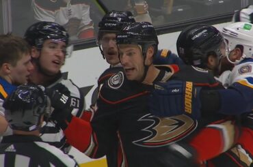Ryan Getzlaf Crosschecking Penalty On Justin Faulk