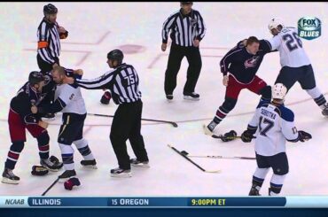 Matt Calvert vs Ian Cole fight St. Louis Blues vs Columbus Blue Jackets 12/14/13 NHL Hockey.