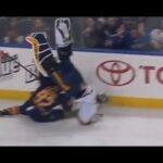 Carter Hutton Sent Flying After Big Collision with Foligno