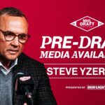 Steve Yzerman speaks with the media ahead of the 2024 NHL Draft