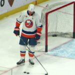 Matt Martin during pre-game warm-up at the Islanders @ Senators hockey game