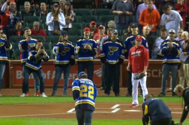 Blues' Kevin Shattenkirk throws out first pitch