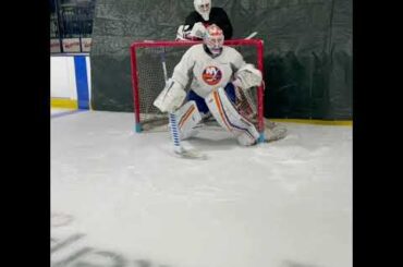 Cory Schneider of the New York Islanders getting in some smother work! #GetBetter
