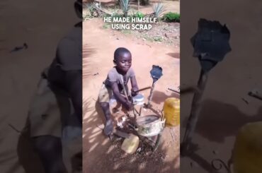 Boy in Africa made his own drum set 👏