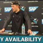 Quentin Musty Meets With The Media After The San Jose Sharks Prospect Scrimmage