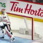 Petr Mrazek in action during the Blackhawks @ Senators hockey game