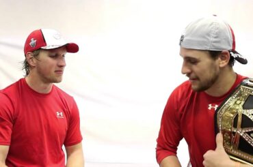 Justin Abdelkader & Brendan Smith thumb wrestle for the WWE belt