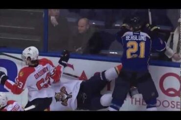 NHL - Patrik Berglund hits Dmitry Kulikov