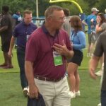 Steve Yzerman and members of Red Wings front office visit Lions training camp