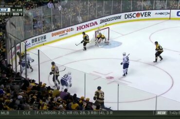 David Backes Decks Travis Dermott Game 1 Bruins Vs Maple Leafs