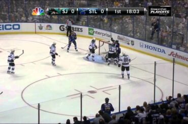 TJ Oshie hit on Douglas Murray. San Jose Sharks vs St. Louis Blues 4/12/12 NHL Hockey