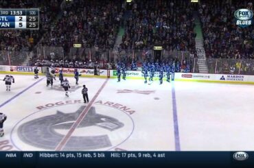 Nick Bonino salty short side wrister goal 5-2 St. Louis Blues vs Vancouver Canucks Mar 1 2015 NHL