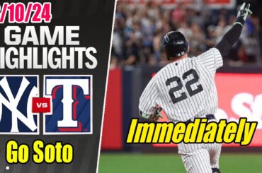 New York Yankees vs Texas Rangers Game Highlights Aug 10, 2024 | OMG ! Soto so speed !