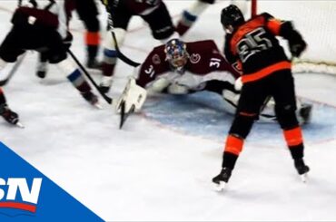 Philipp Grubauer Robs James Van Riemsdyk On Doorstep With Toe Save