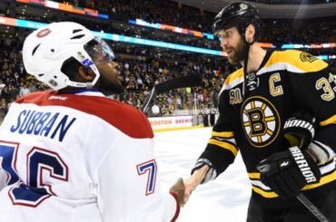 Canadiens and Bruins handshake