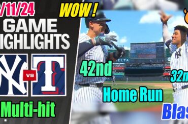 NY Yankees vs TX Rangers Full Highlights Aug 11, 2024 | Judge's 42nd HR & Soto's 32nd HR