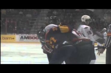 Adam Pelech jumps Patrick Sieloff 10-18-12