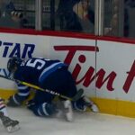 Scheifele hits boards hard after awkward fall against Oilers