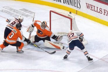 Carter Hart thwarts big pair of Oilers chances