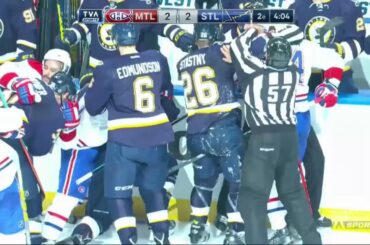 Alexei Emelin sends Paul Stastny flying