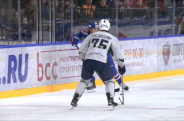 Evgeny Dadonov fools Oleg Pogorishny with fast hands, then scores