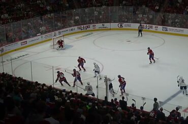 Montreal Canadiens' Samuel Richard makes a big save vs. Toronto Maple Leafs' Braeden Kressler 9/14