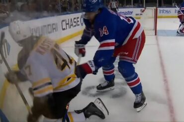 Mark Kastelic Challenges Connor Mackey After Hit Along Boards