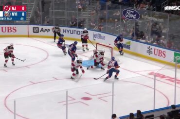 Fredrik Karlstrom scores a powerplay goal against the New Jersey Devils