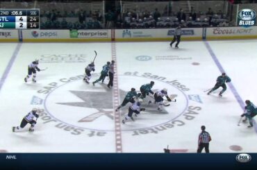 Kevin Shattenkirk epic pass wrist shot goal 4-2 St. Louis Blues vs SJ Sharks Jan 3 2015 NHL