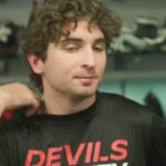 Casey, Hischier, Bratt, Nemec and Keefe after practice two in Prague