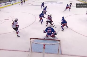 Brian Halonen scores a goal against the New York Rangers