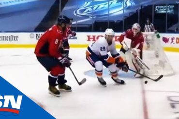 Brock Nelson Jumps On Sloppy Braden Holtby Play For Short-handed Islanders Goal