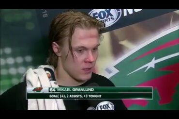 Wild center Mikael Granlund reacts to the loss of captain Mikko Koivu