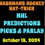 NHL Predictions Picks & Parlay Today 10-15-24 Hashmans Hockey Hat-trick successful hockey betting