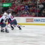 Dawson Mercer scores a goal against the Washington Capitals