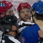 Matt Rempe and Tony DeAngelo have a nice FU Match in front of the net / 13.05.2024