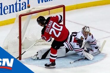 Blake Coleman Jumps Out Of The Penalty Box To Score Breakaway On Cam Ward