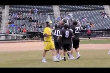 #43 Ryan Walsh of Colgate sweet side-arm goal against Michigan