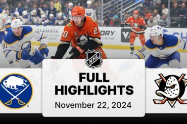 NHL Highlights | Sabres vs. Ducks - November 22, 2024