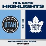 NHL Highlights | Utah HC vs. Maple Leafs - November 24, 2024
