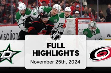 NHL Highlights | Stars vs. Hurricanes | November 25, 2024