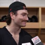 Nick Jensen, Noah Gregor, and Travis Green Pregame Media vs SJS