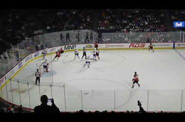 Brian Halonen of the Utica Comets scores vs. the Laval Rocket 10/30/24