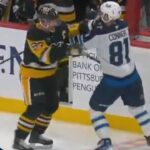 Penguins' Crosby and Jets' Connor Exchange Punches in Unlikely Tilt