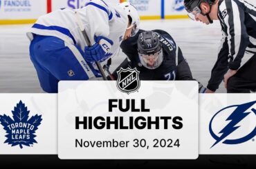 NHL Highlights | Maple Leafs vs. Lightning - November 30, 2024