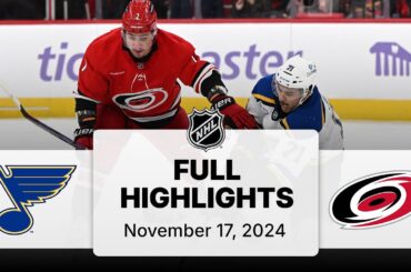 NHL Highlights | Blues vs. Hurricanes - November 17, 2024