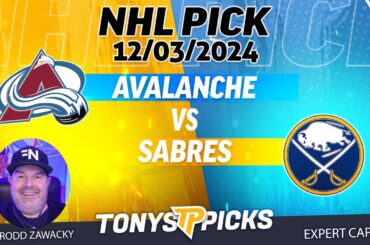Colorado Avalanche vs Buffalo Sabres 12/3/24 NHL Prediction for Bet