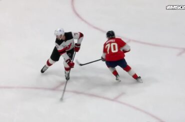 Jesper Boqvist scores a goal against the New Jersey Devils